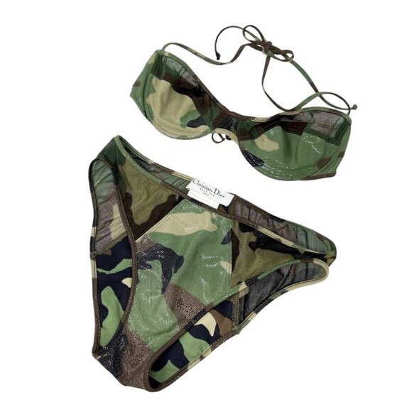 Christian Dior Vintage 2001 Swimwear Bikini Set #38 Comouflage Nylon [106315] - Picture 1 of 10